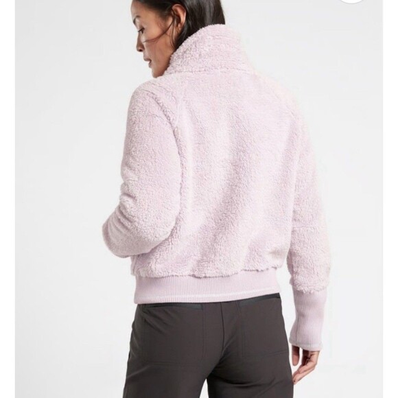 Athleta Lavender Women’s Tugga Sherpa Fleece Cropped Zip Jacket Size 2X Pockets - Picture 2 of 11